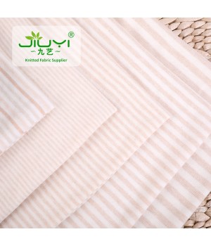 factory certified natural stripe colored 100% pure cotton fabric for baby clothing